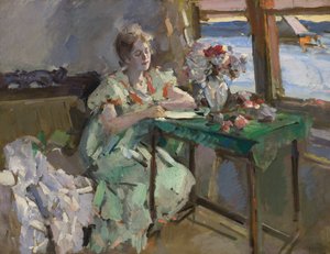 At the Window by Konstantin Alekseevich Korovin