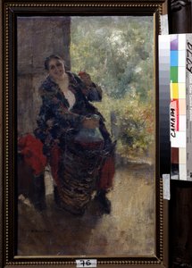 A Landlady, Woman with a Glass of Wine by Konstantin Alekseevich Korovin