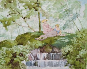 Lovers in a Landscape by Konstantin Andreevic Somov