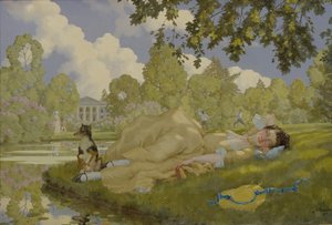 Sleeping Woman in a Park by Konstantin Andreevic Somov