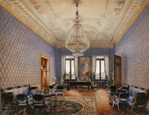 Interiors of the Winter Palace. The Drawing-Room of Grand Princess Maria Nikolayevna by Konstantin Andreyevich Ukhtomsky