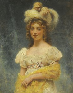 Portrait of a Lady in a Yellow Shawl by Konstantin Egorovich Makovsky