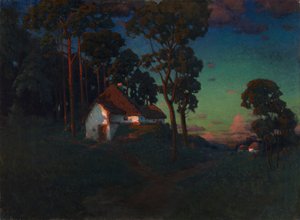 Village at Sunset, 1923 by Konstantin Wroblewski
