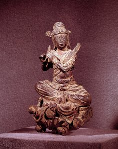 Korean art: representation of an Apsara in golden bronze, being Celeste. Silla period (7th-10th century). National Museum of Korea by Korean School