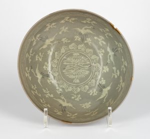Bowl with cranes and clouds by Korean School