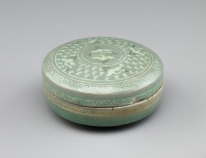 Covered box with inlaid design of cranes and clouds, second half of 13th century by Korean School