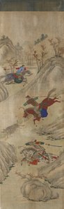Hunting Scene (3 riders and boar) by Korean School