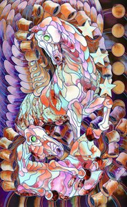 Fantasy Stained Glass Horses