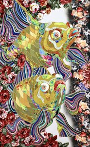 Vibrant Golden Floral Fish
