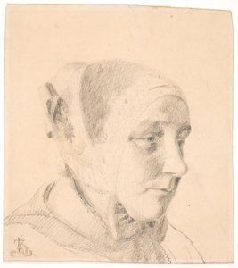 Head of a Woman with Non-Bornholm Headgear by Kristian Zahrtmann