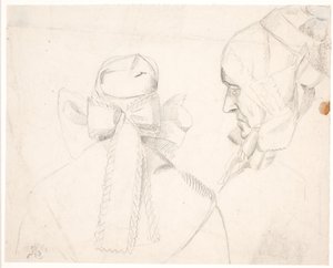 Woman with Bornholm Headgear. Profile Left and from the Back by Kristian Zahrtmann