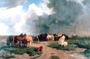 Horses in the Storm by Károly Lotz