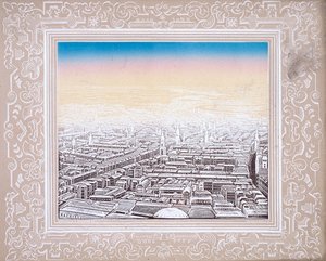 Aerial View of London Framed in a Decorative Border by Kronheim and Co