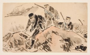 Lieutenant Ôta and Sixty-one Other Soldiers of the Great Reconnoitering Party Establishing Communication between the First and Second Expeditionary Armies by Kubota Kinsen