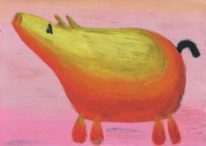 Colorful Whimsical Pig by Kulik