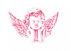 Contemplative Red Cherub