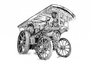 Detailed Steam Engine Drawing