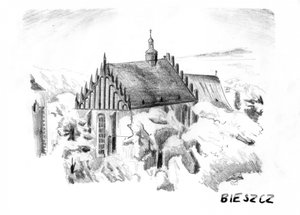 Gothic Church Winter Sketch