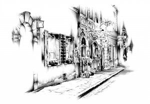 Old European Street Sketch