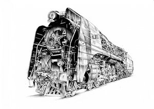 Powerful Steam Locomotive Drawing