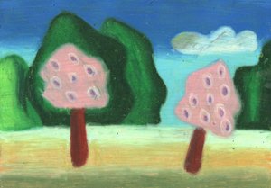 Whimsical Pink Tree Landscape
