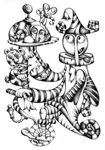 Whimsical Striped Figures by Kulik