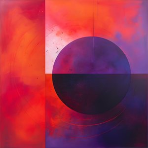 Abstract Painting of a Purple Circle and a Red Circle 4