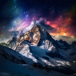 The Snow-Covered Peaks of the Alps Glow Like a Rainbow at Night 2