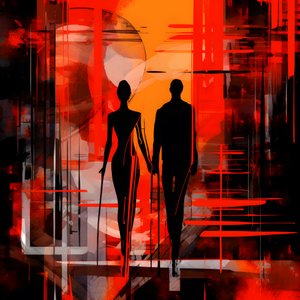 Man in Red, Woman in Orange and Black 2