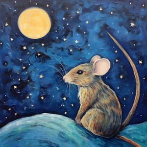 Portrait of the Mouse Animal Starry Night 2