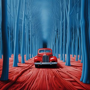 Blue Car in a Red Forest 3