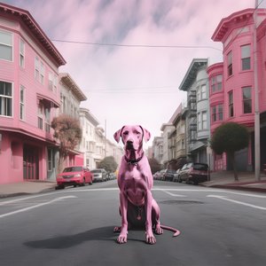 A Pink Dog in the Middle of San Francisco 1 by Kurt Heppke