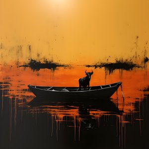 A Cow in a Boat on a Lake 4