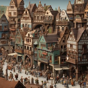Town with many people