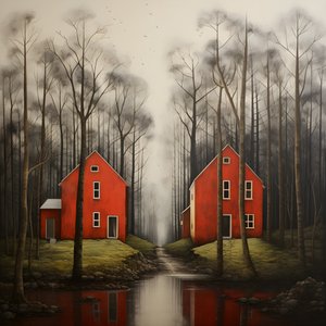 Two Red Houses in the Forest 4 by Kurt Heppke