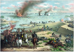 American Civil War (1861-1865): Battle of Hampton Roads March 8-9 by Kurz and Allison