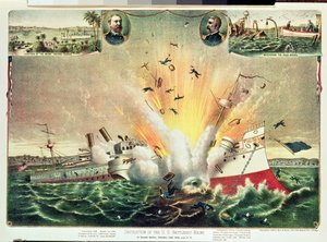 Destruction of the U.S. Battleship Maine in Havana Harbor, February 15th, 1898 by Kurz and Allison