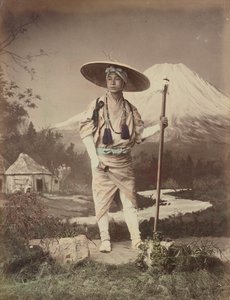 Pilgrim Going Up Fujiyama by Kusakabe Kimbei