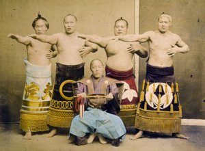 Sumo Wrestlers, c.1877 by Kusakabe Kimbei