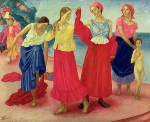 Young Women on the Volga by Kuzma Sergeevich Petrov Vodkin
