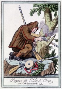 Peasant of the Isle of Corsica in ambushes - in Encyclopedia of Voyages by J. Grasset St Sauveur, Deron, Paris