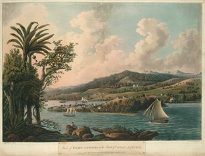 Port Antonio, from Six Views in the Island of Jamaica, lithograph by I. Merigot
