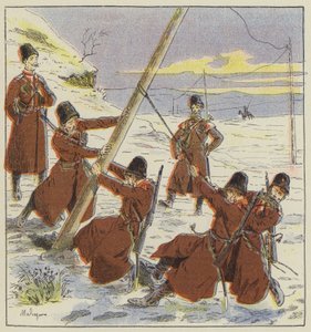 Destruction of a telegraph line by the Cossacks by L. Malespine