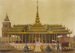 The King of Siam Addresses Courtiers in his Pavilion (plate 69) from Le Costume Ancien et Moderne by Jules Ferrario engraved by Gaetano Zancon published c.1820s-30s