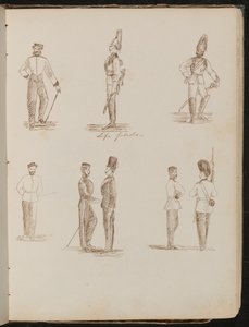 Eight Studies of Standing Soldiers in Uniform by Lady Butler