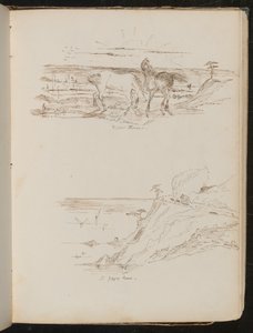 Study of two horses in landscape inscribed 