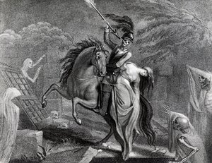 Lenore Riding with Death, Illustration for the Poem Lenore by Gottfried Augustus Burger by Lady Diana Beauclerk