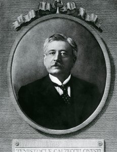 Portrait of Temistocle Calzecchi Onesti, Italian Physicist and Inventor, Etching after Photograph by Amadeo (after) Modigliani