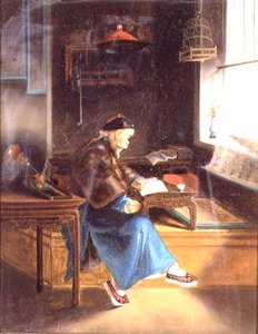 A Chinaman Reading in His Study by Lam Qua