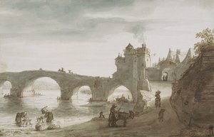 Bridge Across the Loire at Amboise by Lambert Harmensz Doomer